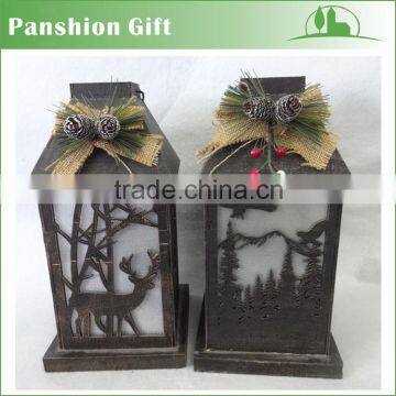 hanging handmade wood lantern for x'mas