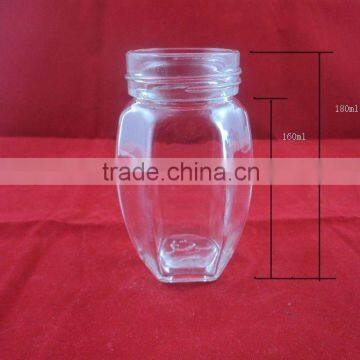 transparent glass container for honey packing 180ml, honey glass jar