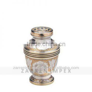 Silver Gold Engraved 3" Keepsakes Urn Brass