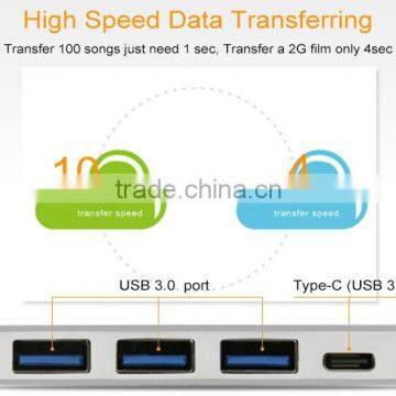 USB3.1 Hub, Type C USB 3.1 to USB3.0 A Male Cable Adapter with 4 Port USB Hub