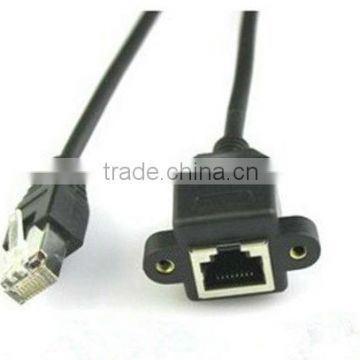 RJ45 Female To Male Cat Network Extension Cable Panel Mount Screw Lock 2ft 60cm