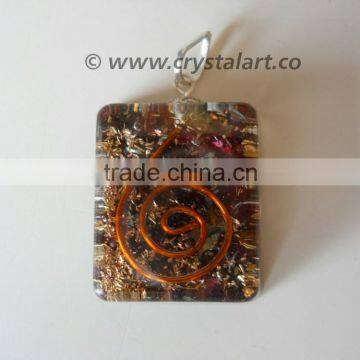 Tiger Eye Square Reiki Symbol Orgone Pendants