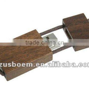 Christmas Gifts Wooden Usb Drive With Lanyard