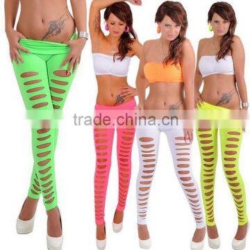 Women's European Super Sexy Candy Color Skiny Comfortable Slim Hole Pants Leggings