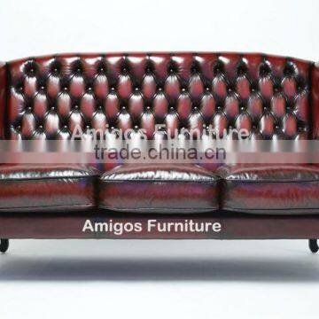 Queen anne leather sofa AMG-022