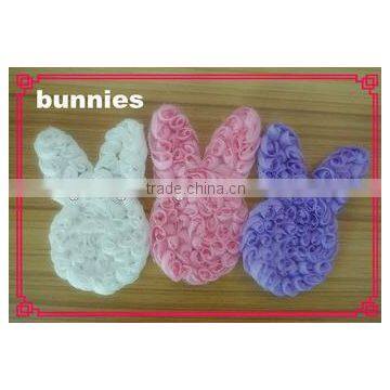 Cute Pink/White/Lavender Chiffon Bunny as Garment Accessories in stock