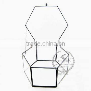 21.5*19*11.5cm Six Face Cutting Glass Jewelry Box Air Plant Planter Glass Terrarium Flower Arrangement Indoor Gradening 0100047