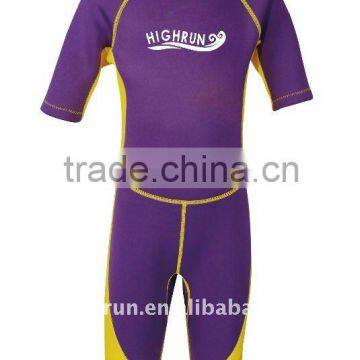 Children's Purple and Yellow Neoprene Shorty Surfing Suit Wetsuit