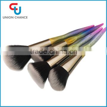 New Unicorn Style 4pcs Cosmetic brush Plastic Handle Private Label Rainbow Makeup Brush Set