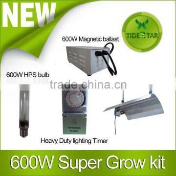 600w Magnetic Ballast Grow/Flower Light Kit, Reflector Hood, HPS Dual Spectrum Bulb