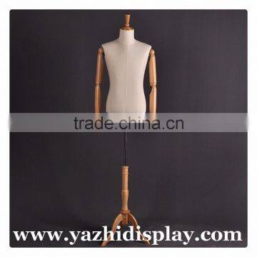 upper-body male mannequin with wood arm for business suit