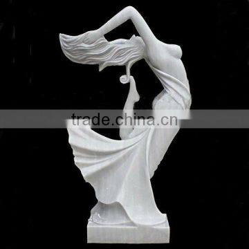 White Marble Abstract Art Deco Lady Sculpture