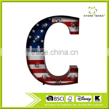 Store More Star-stripe Letter C Metal LED Light For Wall Art