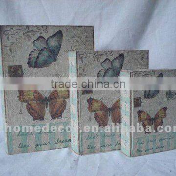 wooden boxes gift set covered with canvas printing
