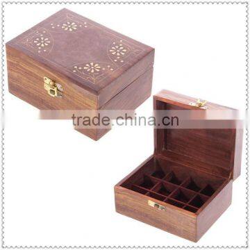 High quality new style customized logo Antique color wooden essential oil box wholesale