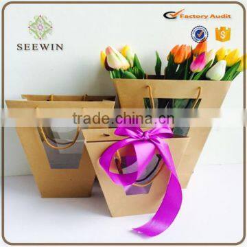 2017 New Design Craft Paper Flower Bag/ Craft Bag With Window for Flower photo-2