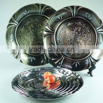 2015 Hot Selling Multi Size Stainless Steel Decorative Flower Plate, Dinner Round Plate With3 Clour photo-1