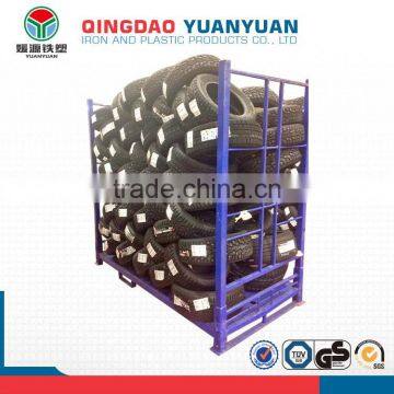 Hot sale metal galvanized steel pallet logistic display trolley tyre mobile tire rack