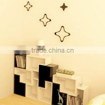 7 shape Wooden cube kids book shelf wall cube decorative shelves