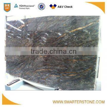 Golden fantasy polished artificial marble slab for wholesale