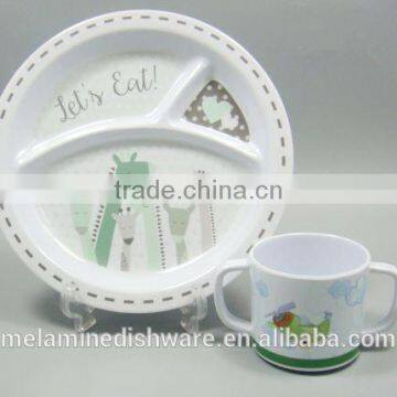 Factory wholesale melamine kids children dinnerware/melamine children divided plates and cup