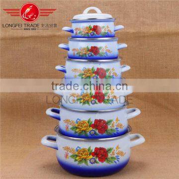 Cheap Price 5pcs Persimmon Typemulti-purpose Enamel Casserole / Cookware Set photo-2