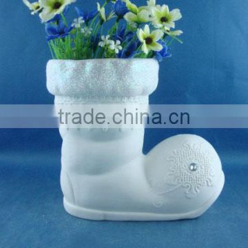 Porcelain boot flower pot