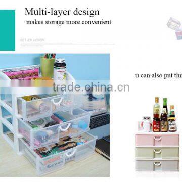 Office Plastic 3 Tiers Storage Drawer Desk Organizer Cabinet photo-5
