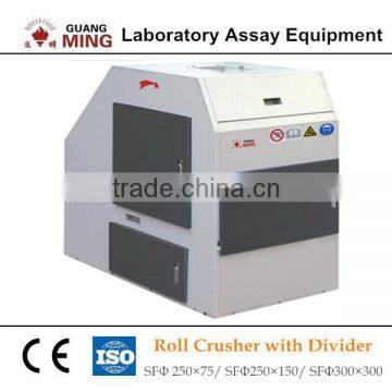 lab 13mm ore sample processing roll crusher with divider