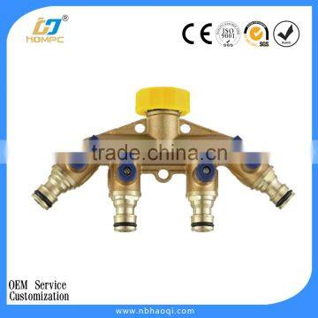 Heavy Duty Brass 4 Way Garden Hose Shut Off Connector photo-4