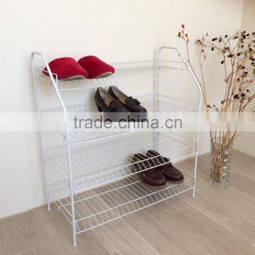 Living room furniture stackable 4 tier stainless steel metal shoe rack