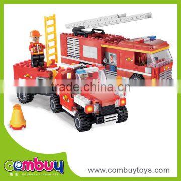 Education producr diy mini fire truck plastic magic bricks toy