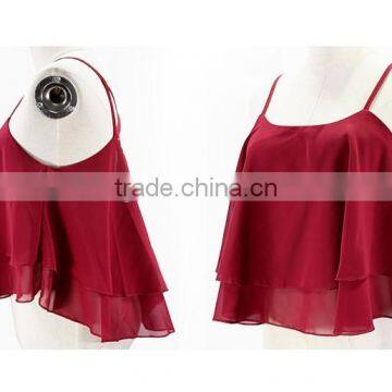 Custom ladies tank top chiffon fabric many colors