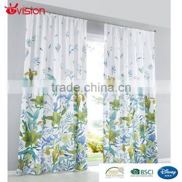 flower digital design curtains for window ,oeko certificate for polyester curtain