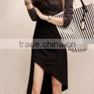 Slim Black Female Qun Zi Asymmetric Trend photo-2