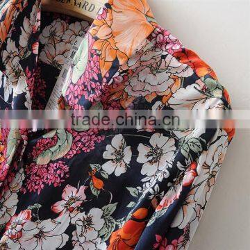 2015 Latest Hot Sell European Summer Hot Sale Flower Style Shirt Women Tee Shirt photo-4