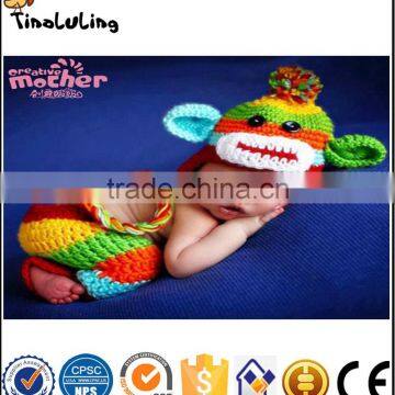 Cute Monkey Tinaluling Baby Handmade Knitted Crochet Hat Photography Props