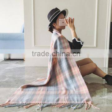 popular style girl scarf spring and autumn grid imitated cashmere material useful for nearly any occasion ladies cappa