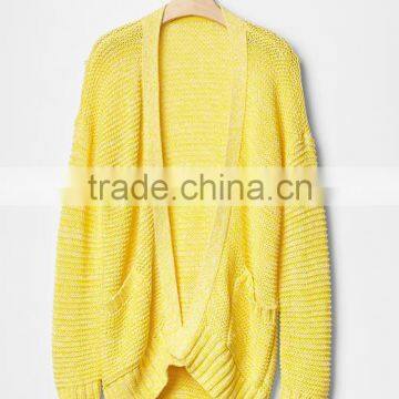 Girl Shawl Collar Long Knitted Cardigan Sweater photo-2