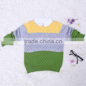 2016 striped winter new design knitted kids 100% cashmere pullover sweater