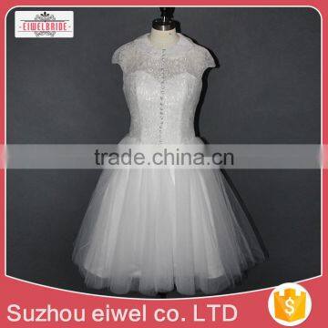 Short Net Applique Lace Mini Wedding Dress