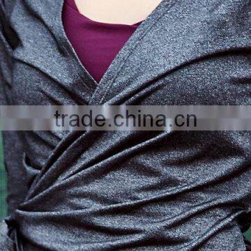 2016 Fashion Wholesale Gray Bandage Surplice Neck Chinlon Cropped Jacket for Womens photo-3