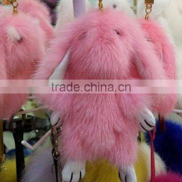 Wholesale Real Mink Fur Ball Keychain With Rabbit Shape