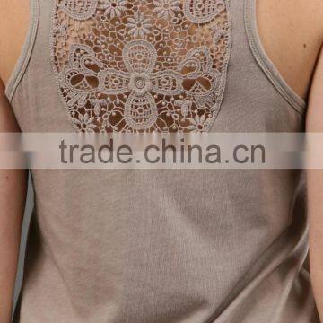 Ladies Solid Tank Top in Taupe photo-3
