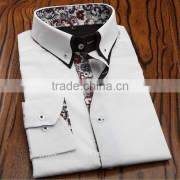 2015 New Style 100% Cotton Long Sleeve Double Collar Men Dress Shirt in Bulk photo-4