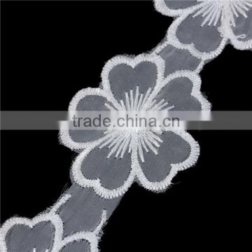 Polyester Lace Trim Flower White Fabric Trim