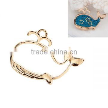 Zinc Based Alloy Open Back Bezel Pendants For Resin Whale Animal Gold Plated