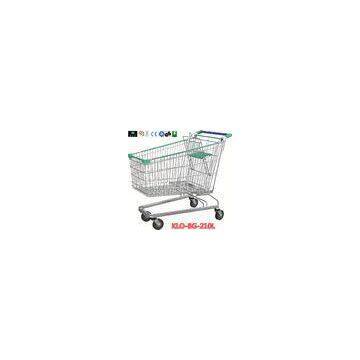 Unfolding Steel Chrome Supermarket Shopping Trolley With Escalator Wheel