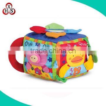 Kids funny fabric Musical Farmyard Cube toy with squeak inside