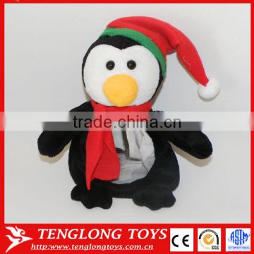 Custom Christmas plush penguin toys with hat